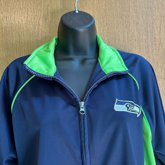 NFL Seattle Seahawks Zip Up Jacket Blue and Green| Women Size Large - Picture 2 of 16